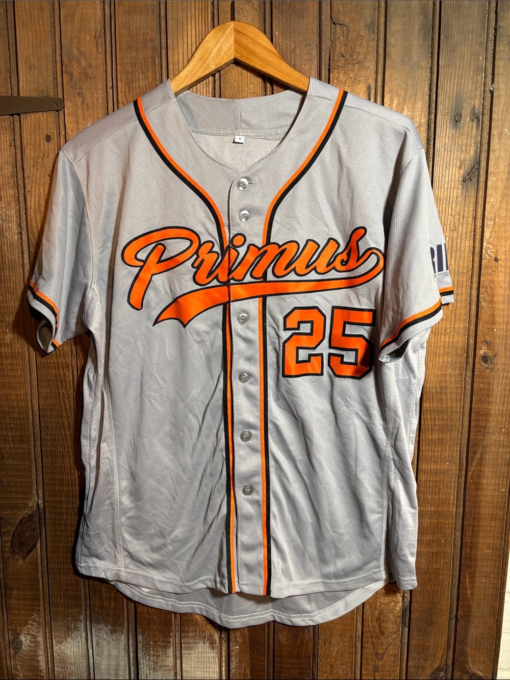 Primus Band Baseball Jersey 25 in Gray and Orange